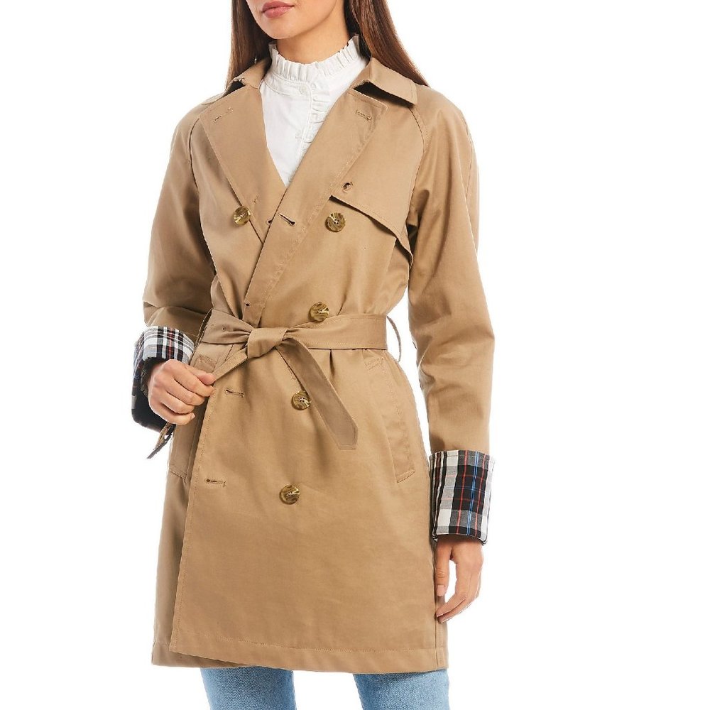 🎁 Court & Rowe Plaid Lined Double Breasted Trench Coat